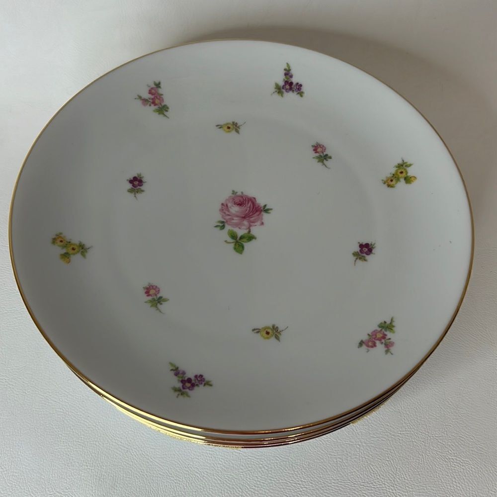 Johann Haviland Dessert Plates Gold Trimmed Bavaria Germany 7 1/2 In Round Set 5